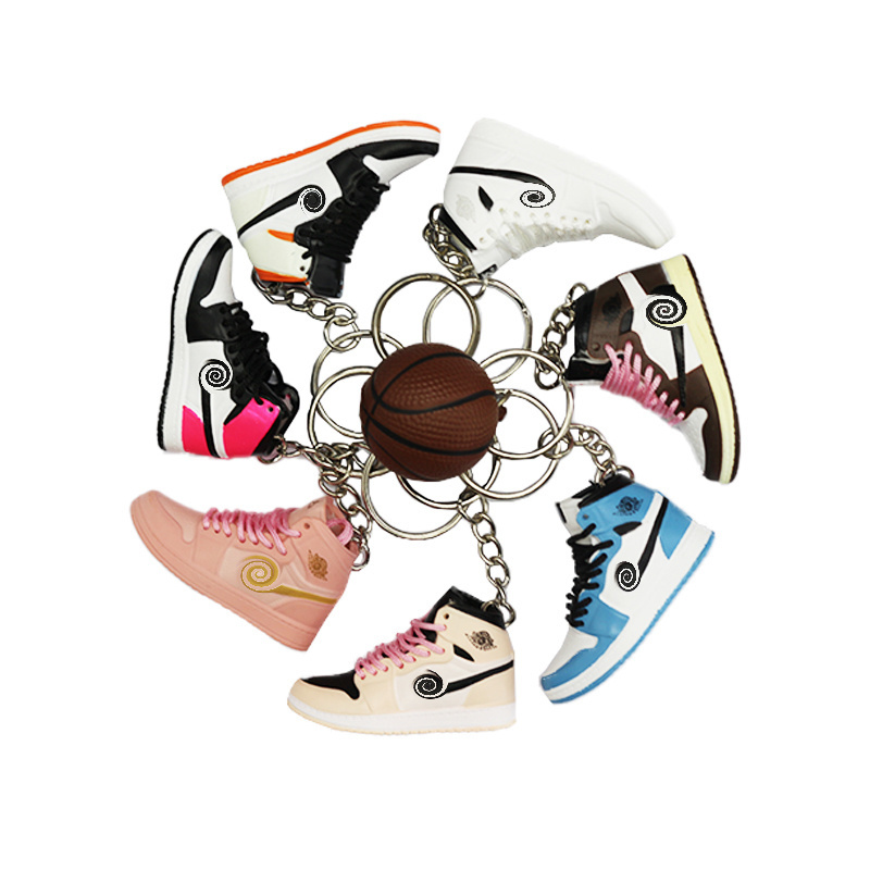 Wholesale Basketball 3d Mini Sneakers  Shoes Keychain Model Cute Keychains With Box