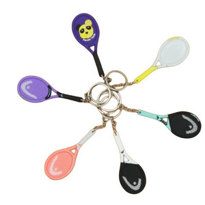 Wsnbwye carbon fibre tennis racket Sports Key Chain Who Love Sports Gifts Mini rubber beach ball rackets