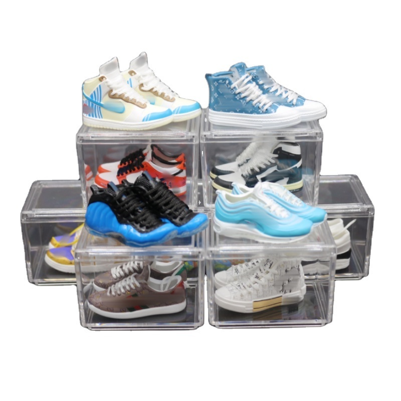 Wsnbwye Wholesale Pvc Basketball  Key Ring Set With Box And Bag Mini Sneaker 3d J Ordan Shoe Keychains Bulk