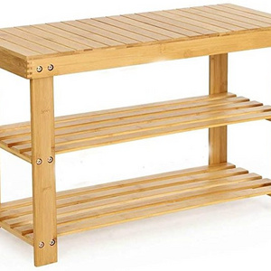 Wooden Bamboo Shoe Rack Bench Shoe Rack/Shoe Rack Bathroom Shelf Bamboo Shelf, 3 Shelf 70 x 45 x 28 cm