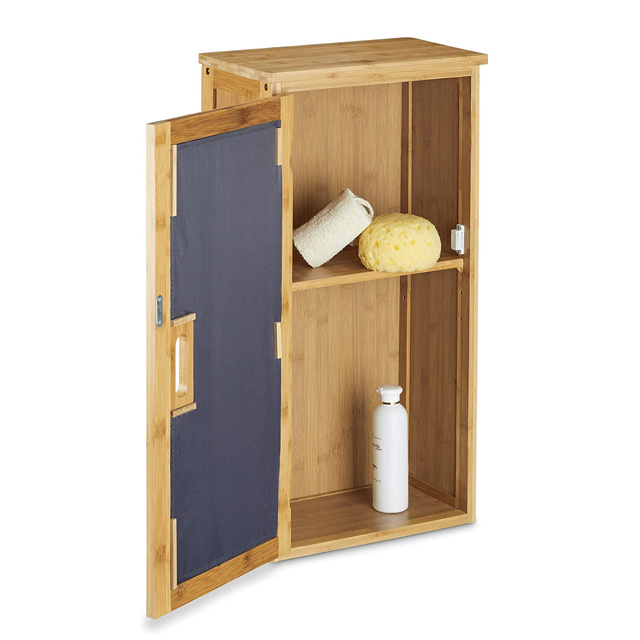 Multifunctional Bamboo Storage Rack Free Standing Cupboard Two Tier Shelves for Bathroom