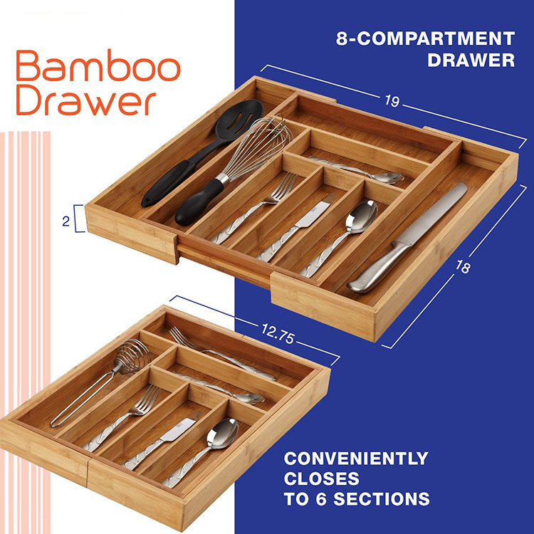 Top Rated Expandable Kitchen Utensil Bamboo Drawer Organizer