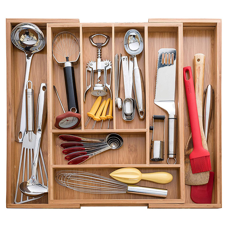 Top Rated Expandable Kitchen Utensil Bamboo Drawer Organizer