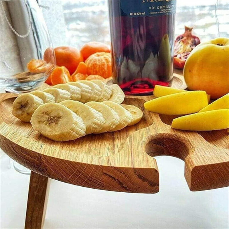 New Design Outdoor Folding Bamboo Wood Picnic Table With Wine Bottle and Glass Holder