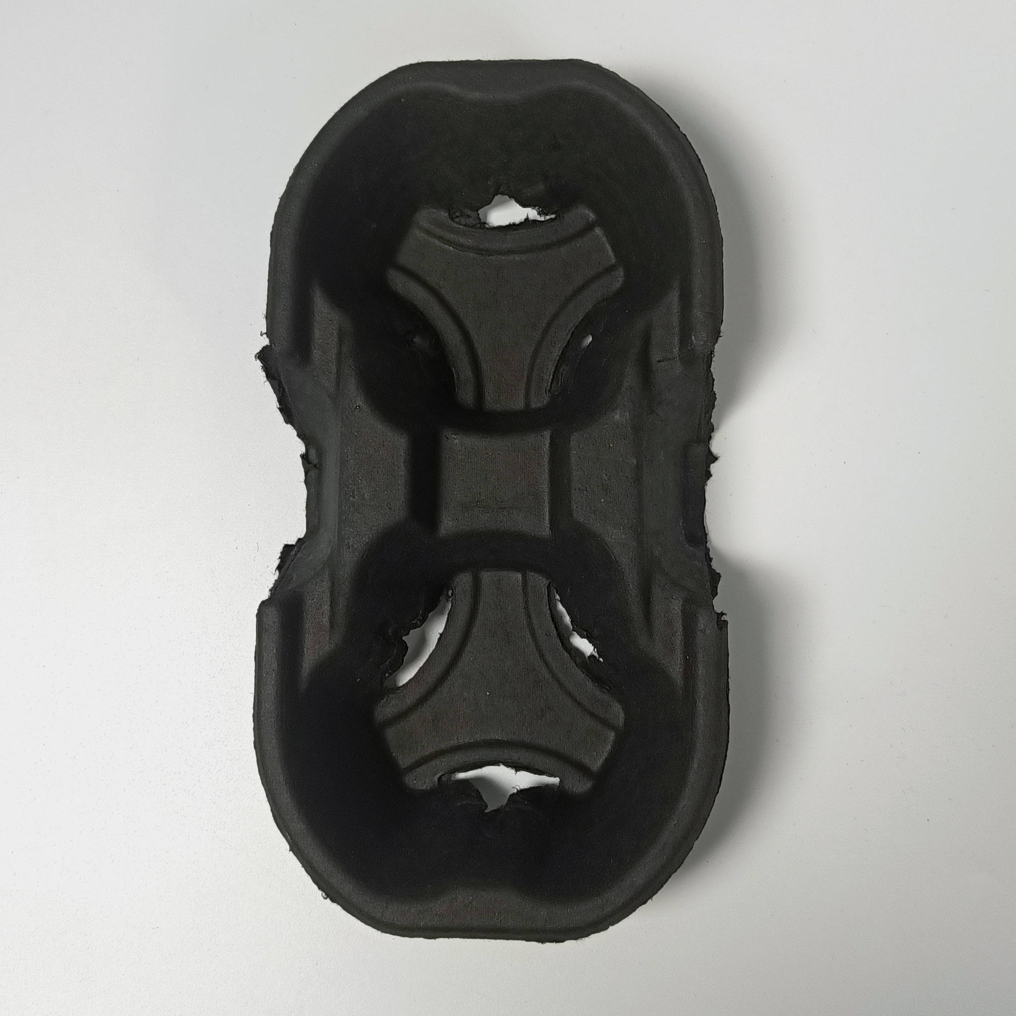 Black paper cup holder tray of sugarcane pulp coffee cup holder paper take away drink carrier paper cup holder