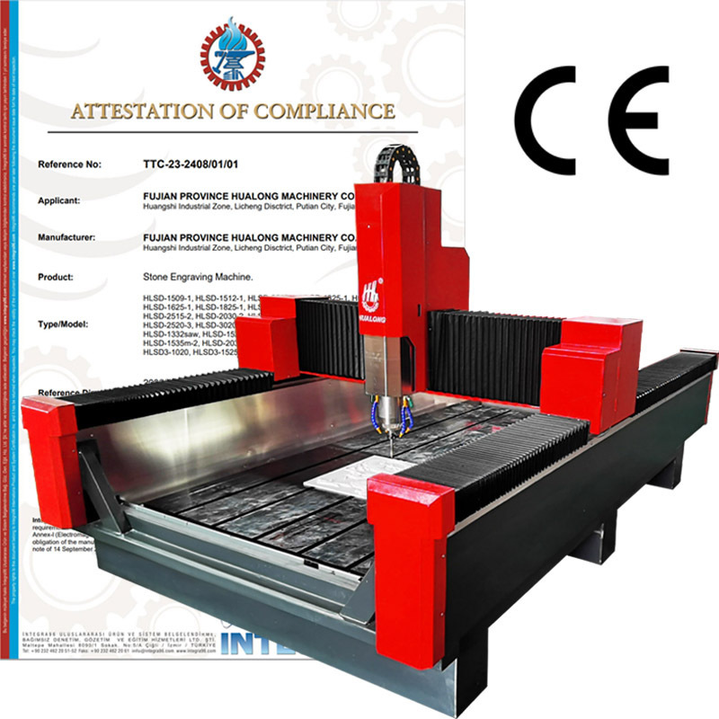 HUALONG machinery HLSD-1525-1 3 axis CNC router carving tombstone marble granite stone engraving machine for sale