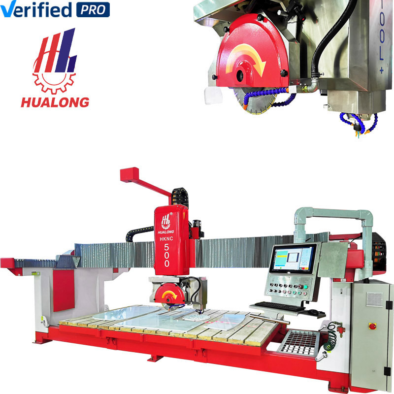 Hualong machinery HKNC-500 Italian cnc 5 aixs stone counter tops engraving cutting machine granite bridge saw with vacuum lifter