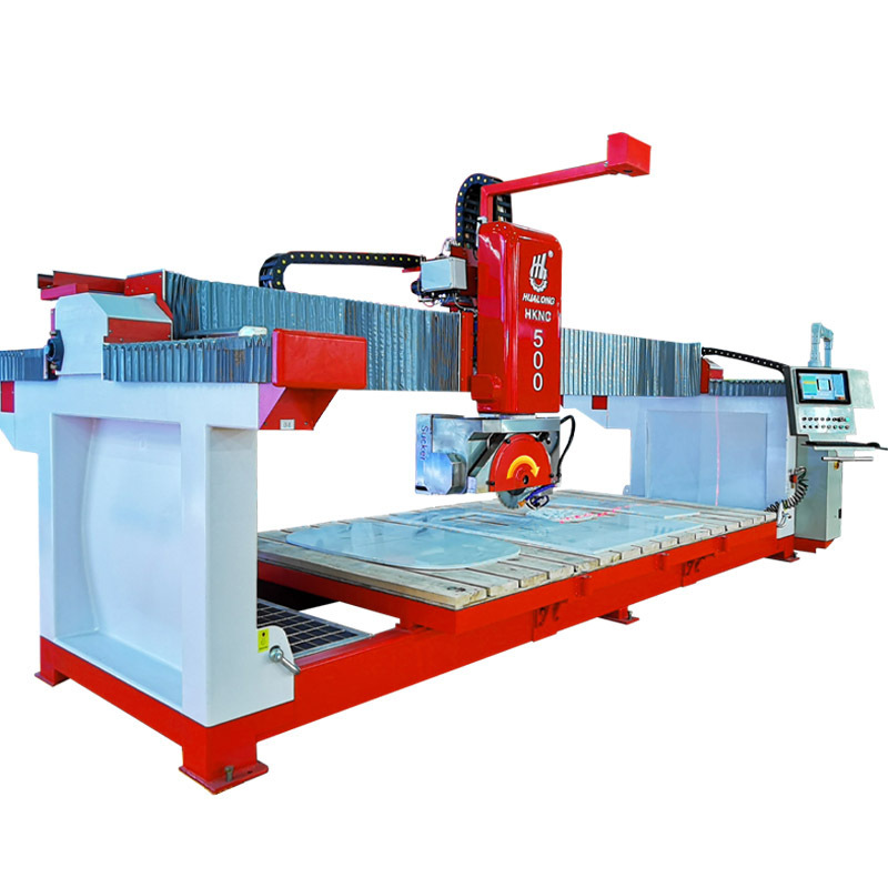 Hualong machinery HKNC-500 Italian cnc 5 aixs stone counter tops engraving cutting machine granite bridge saw with vacuum lifter