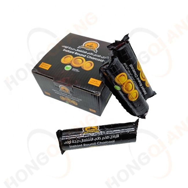 HQRM3380 HongQiang Quick Light Shisha Charcoal Incense Charcoal Golden Round Charcoal