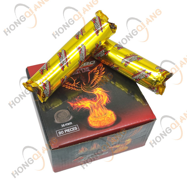 HongQiang Hookah Charcoal Instant Light Round Coal Table Shisha Long Time Burning With Fruit Wood White Ash