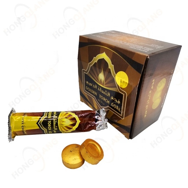 HongQiang Oman Market Pure Fruit Wood Quick Burning Shisha For Hookah Incense Golden Charcoal