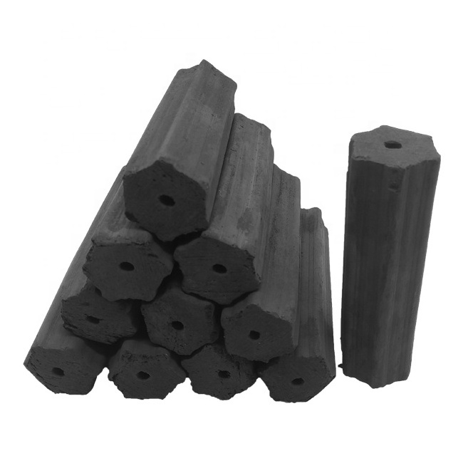 HongQiang Machine Made Hexagonal Bamboo Powder Customer Package Free Cooking Briquette BBQ Wood Charcoal