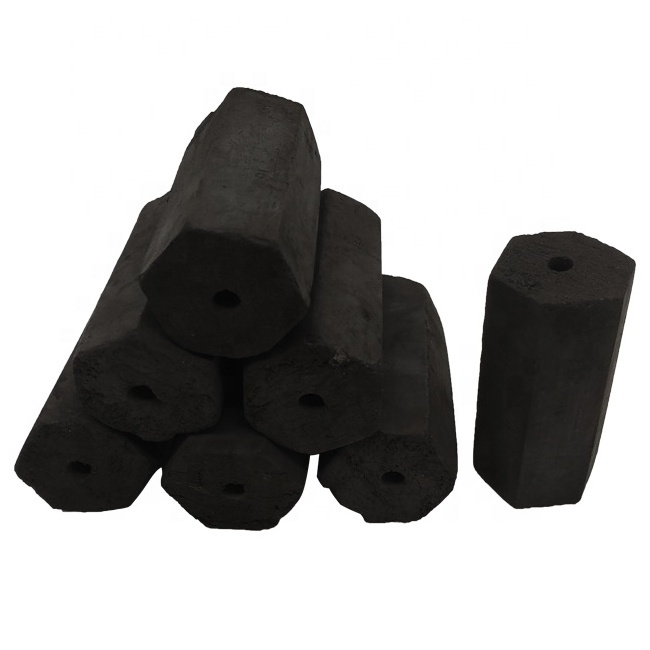 HongQiang Machine Made Hexagonal Bamboo Powder Customer Package Free Cooking Briquette BBQ Wood Charcoal