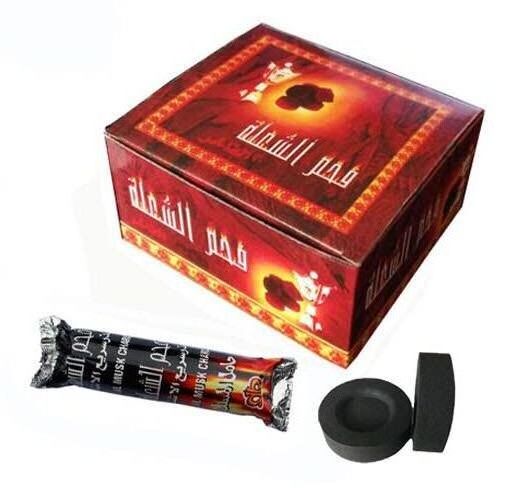 HQRM3301 Round Shisha Bakhoor Instant Light Incense Charcoal Tablets Black Bamboo Silver OEM Wood Golden Coal