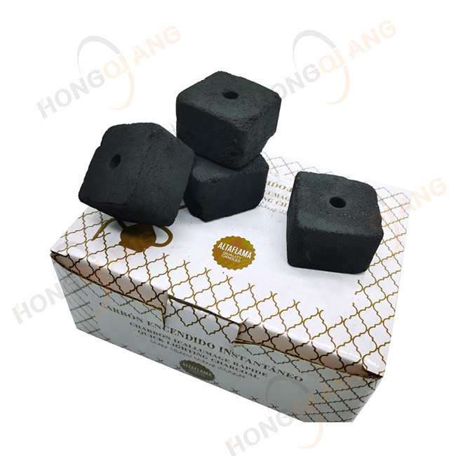 Hongqiang good quality pure coconut shell shisha smokeless wholesale briquette charcoal Powder Cube Coal For hookah BBQ