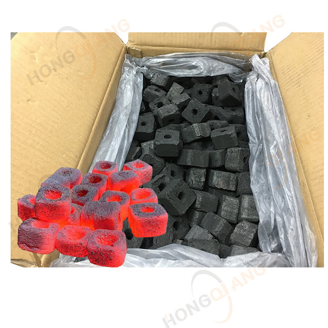 Hongqiang good quality pure coconut shell shisha smokeless wholesale briquette charcoal Powder Cube Coal For hookah BBQ