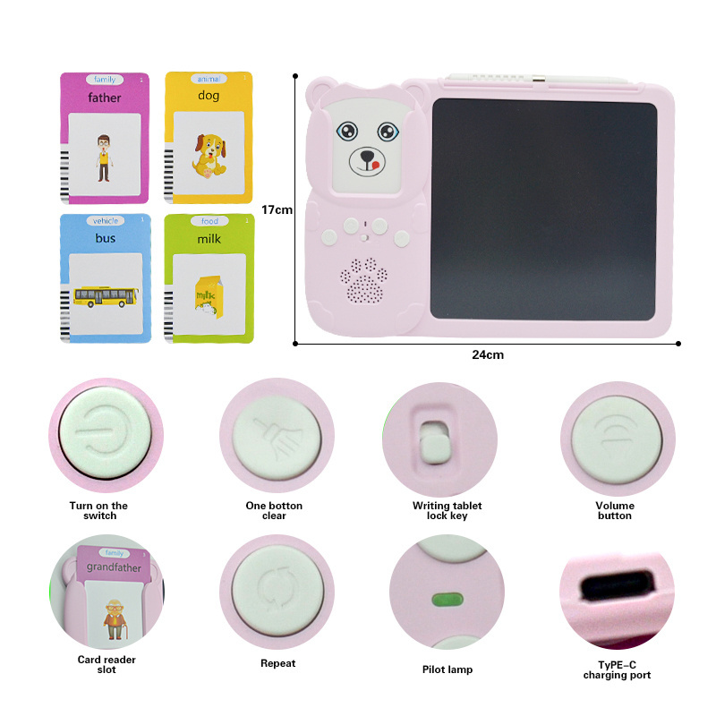 Early Educational English Arabic Bilingual Language Talking Flash Cards Writing Toys Writing Board Lcd Writing Function Tablet