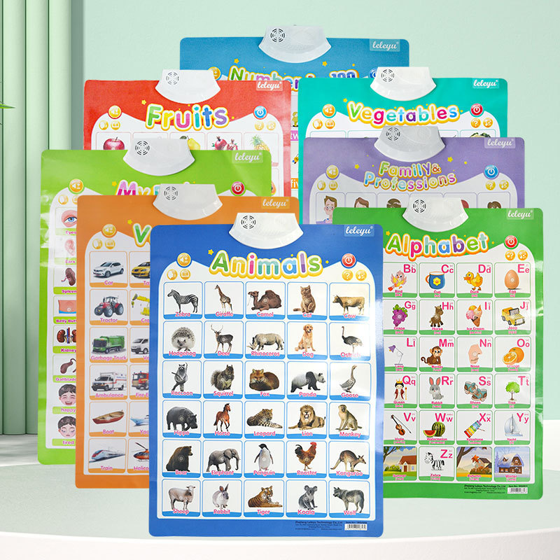 New Design Hanging Electronic Interactive Education Games Kids Learning Wall Chart Talking Posters Vehicle Cognition Sound Book