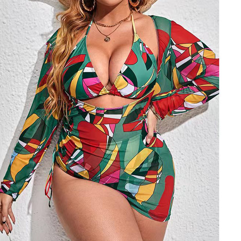 Hot Sale Three Piece Beach Casual Bikini Set Designer Swimwear  Plus Size Bikini