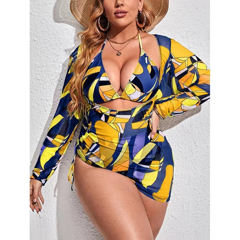 Hot Sale Three Piece Beach Casual Bikini Set Designer Swimwear  Plus Size Bikini