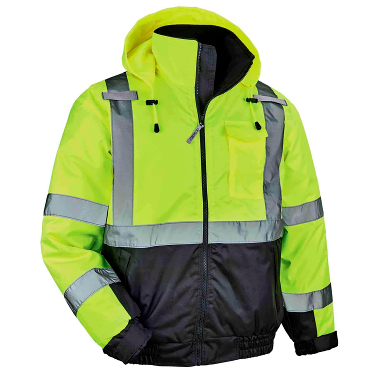 OEM Hot Reflective Hi Vis Winter Jacket Safety Yellow Jackets for Men High Visibility Work Construction Standard Bomber Coat