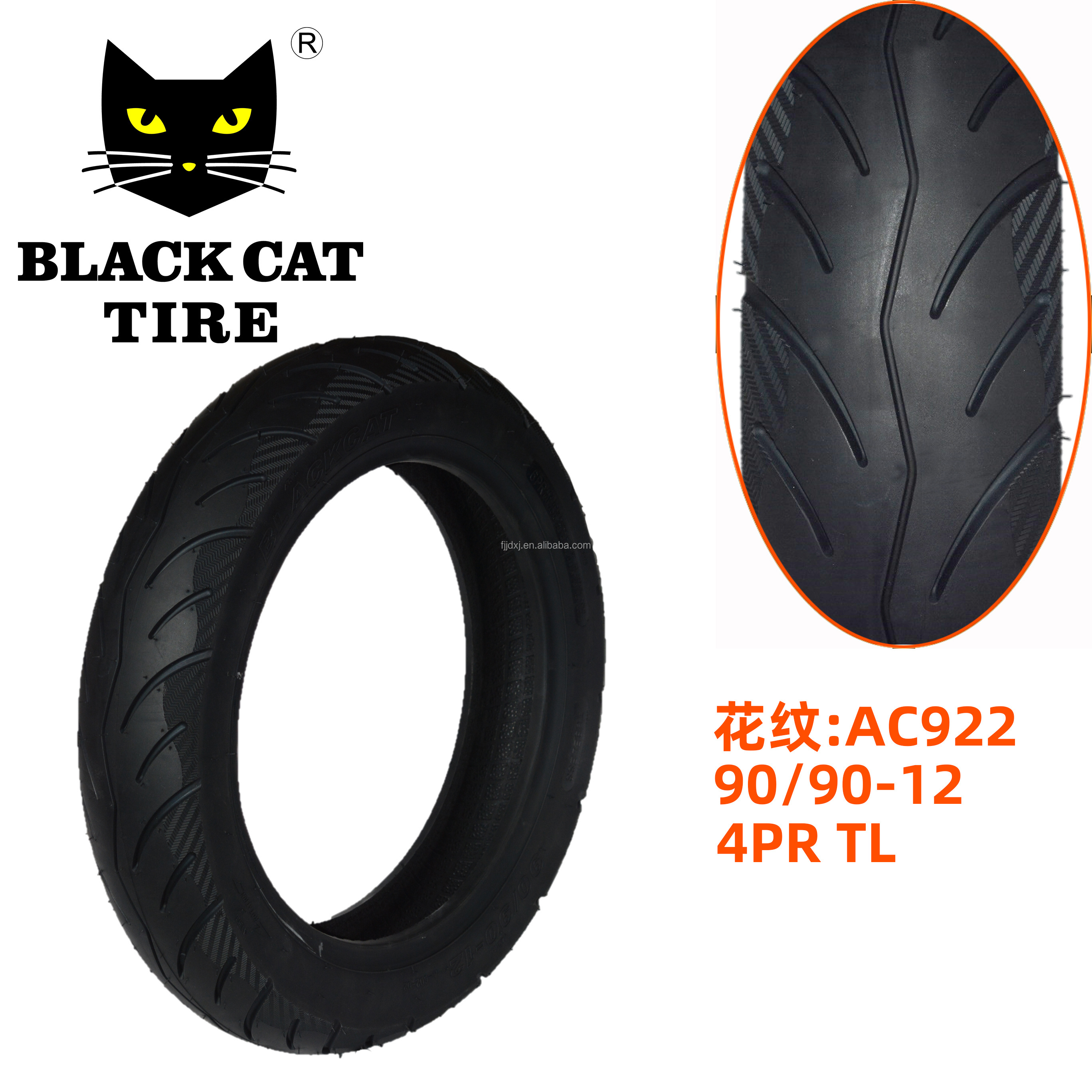 Black Cat tire 90/90-12  4P 4PR Tubeless motorcycle tire