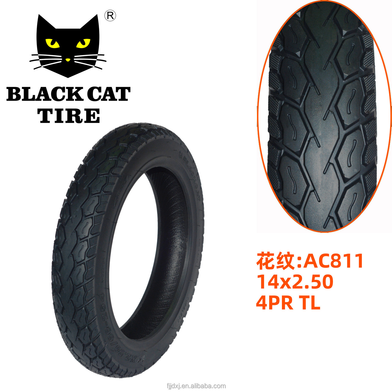 Wholesale Tyre Repair Assembly Parts Rubber Tire 14x2.50 AC811 TL Black Cat tire Black Outer Natural Origin Type Size