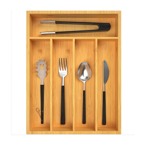 Expandable Bamboo Silverware Organizer Kitchen Wood Utensil Drawer Organizer Cutlery Tray