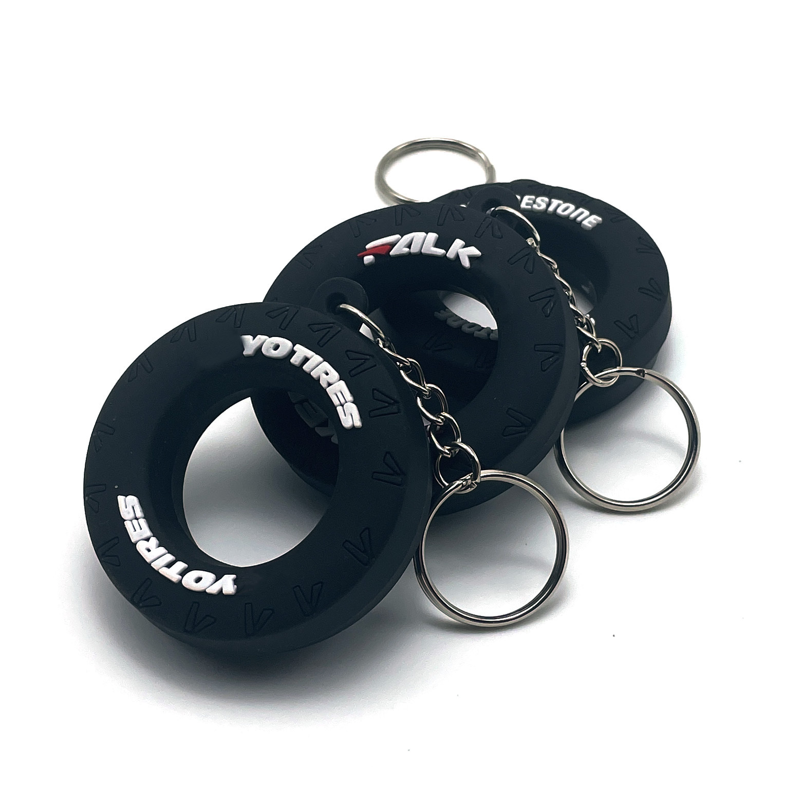 Promotional Gift Car Pendant Innovative Custom Logo 3D PVC Tire Keyring Rubber Tyre Chape Key Chain Car Wheel Tire Keychain