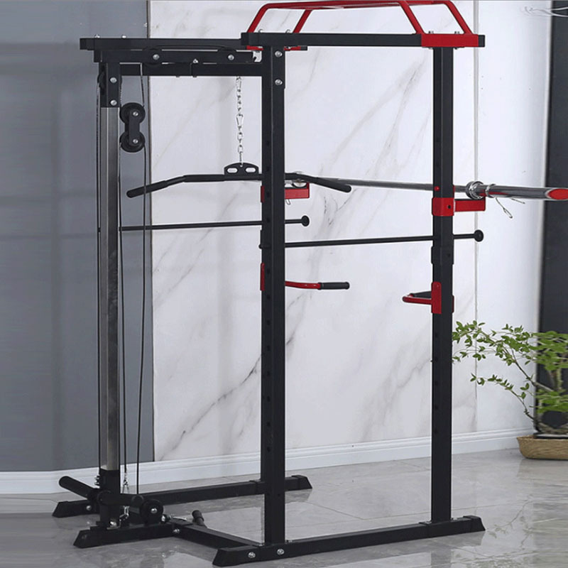 JW Squat Rack Power Cage Multi-Functional Power Rack with J-Hooks, Dip Handles, Landmine Attachment and Cable Pulley System