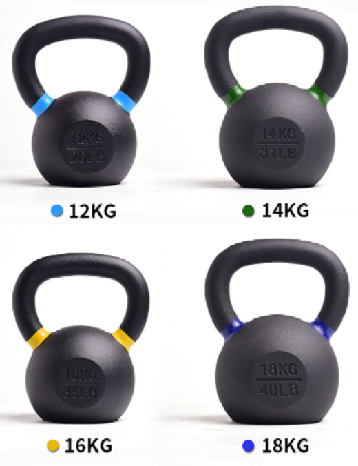 High-end fitness durable cast iron black kettle bell set