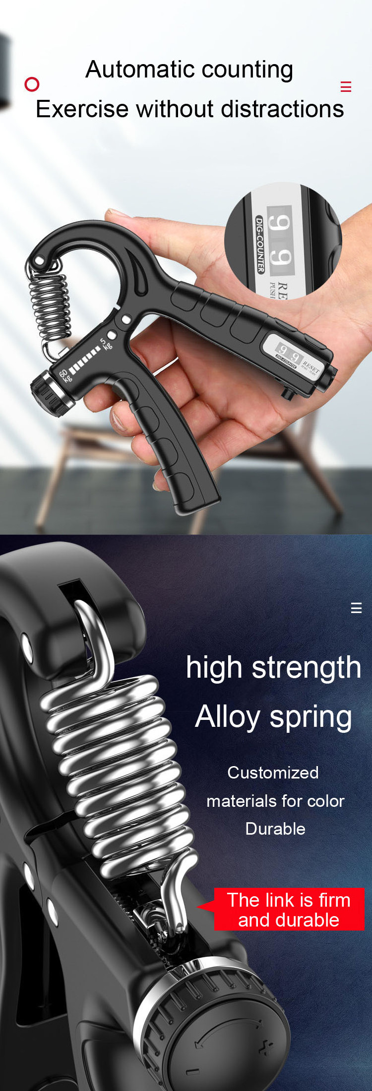 2023 Grip adjustable counting grip Hand training Arm Strength Portable fitness equipment Grip strength Male machine major