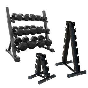 2023 Hot Sale Gym Fitness Dumbbell Stand Rack Sets Free Weight Hex Dumbbell Set with Rack for Strength Training Fitness Storage