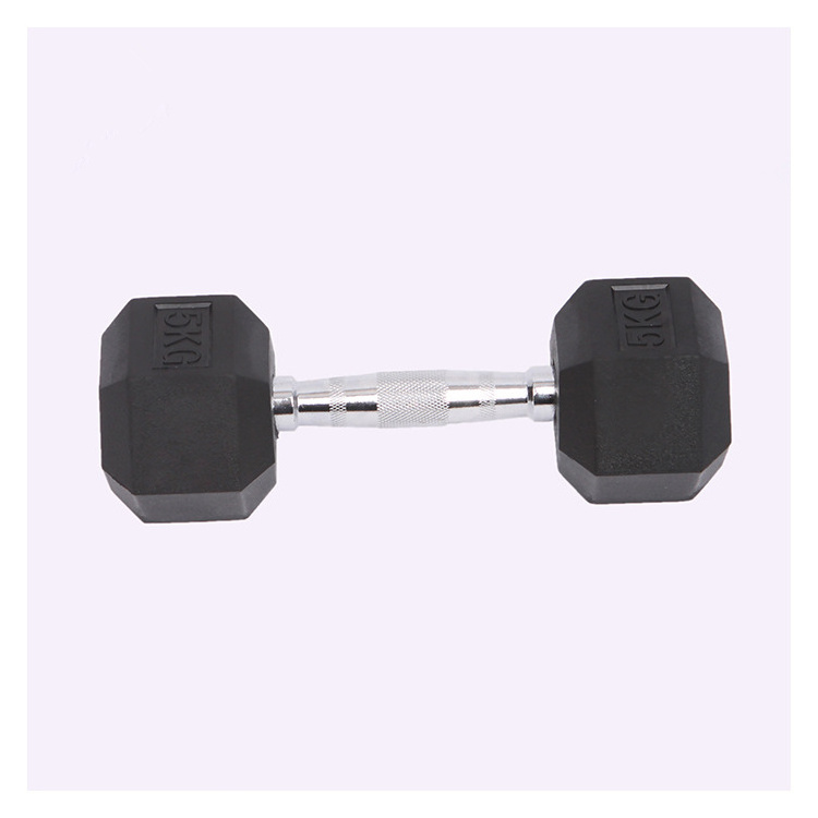 Fitness Gym Basic Equipment Rubber Coated Hex Dumbbell For sale