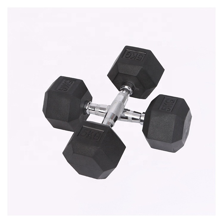 Fitness Gym Basic Equipment Rubber Coated Hex Dumbbell For sale