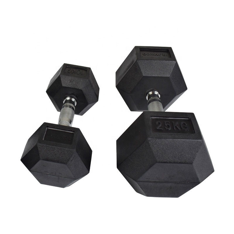 Fitness Gym Basic Equipment Rubber Coated Hex Dumbbell For sale