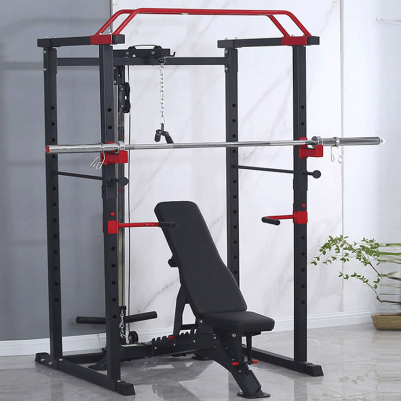 JW Squat Rack Power Cage Multi-Functional Power Rack with J-Hooks, Dip Handles, Landmine Attachment and Cable Pulley System