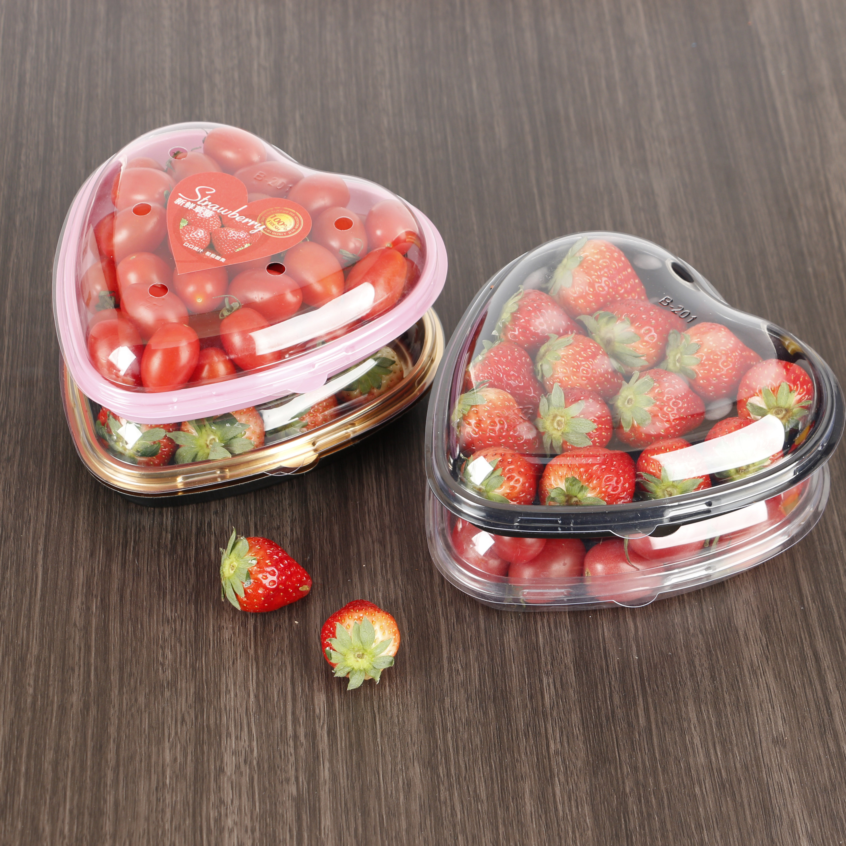 Plastic Heart Shaped Chocolate Boxes Containers For Strawberries printed wholesale sushi Heart-shaped plastic box