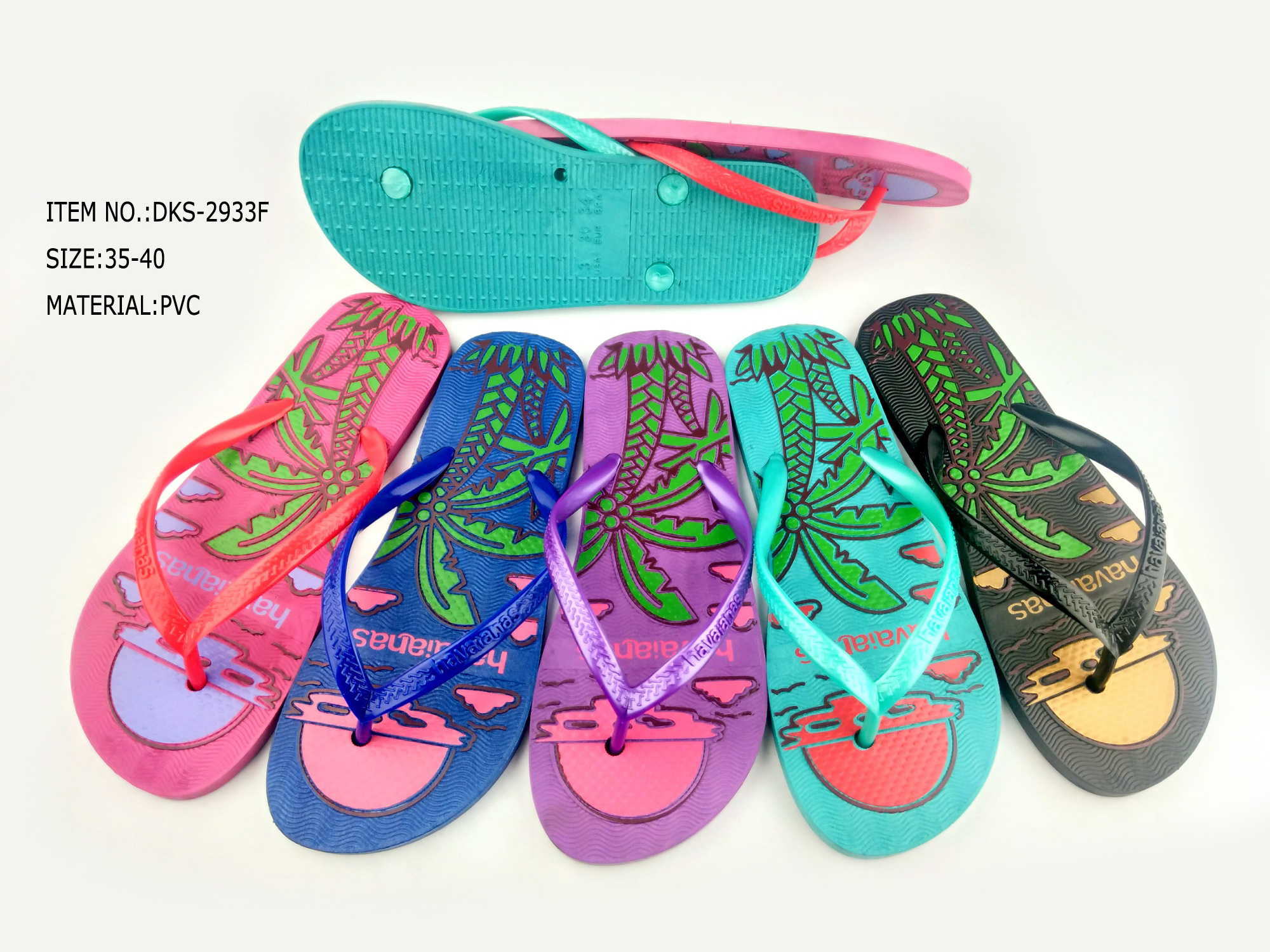 Summer hot sales  PVC soles flip flops woman  beach sandals