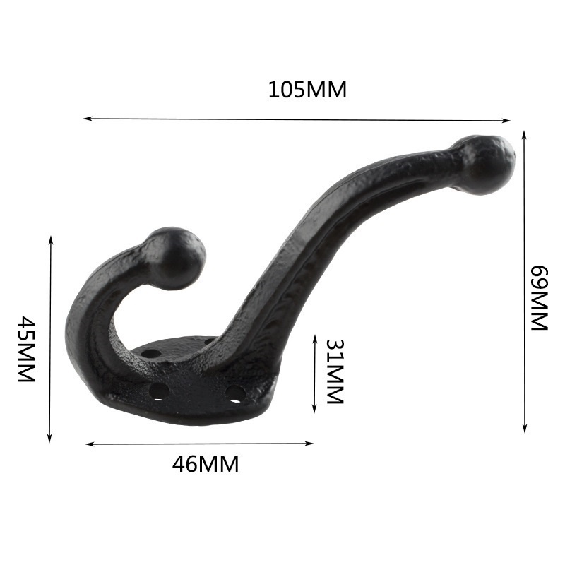 Rustic Farmhouse Decorative Cast Iron Hooks Wall Mount Coat Rack Hooks Coat Hooks