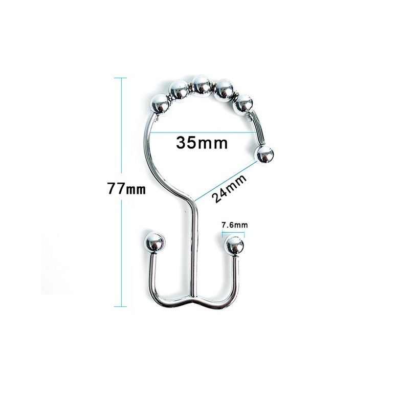 Metal Shower Curtain Rings Hooks Stainless Steel Rustproof Shower Curtain Hooks for Bathroom Shower Rods