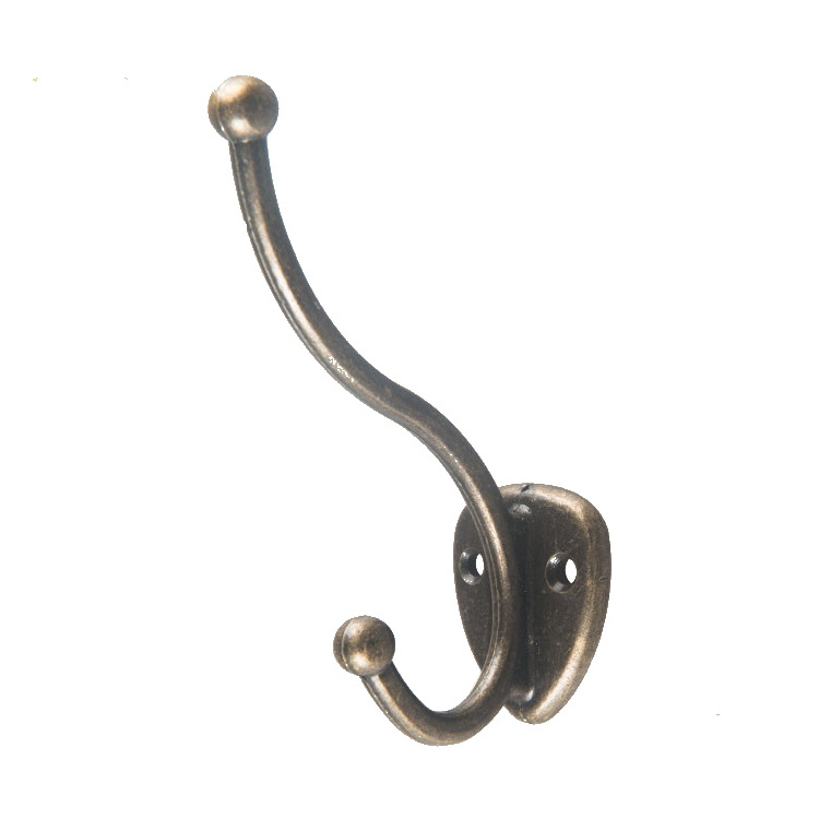 Rustic Wall Mounted Dual Coat Hooks Double Wall Hooks Utility Metal Hanger Hook for Robe Key Towel