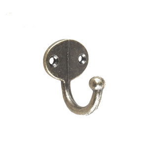 Vintage Metal Zinc Alloyed Bronze Single Prong Robe Hook Wall Mounted Coat Hat Hook for Towel Hat Coat Key