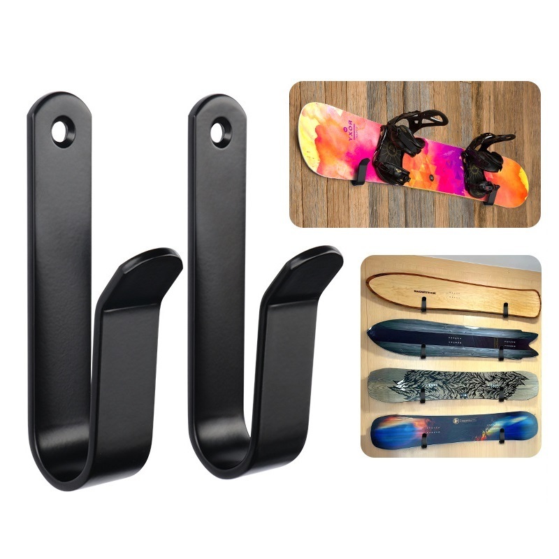 Horizontal Wall Mount Snowboard Clips Ski Wall Rack Wooden Board Holder Skateboard Storage Display Hook for Room, Garage