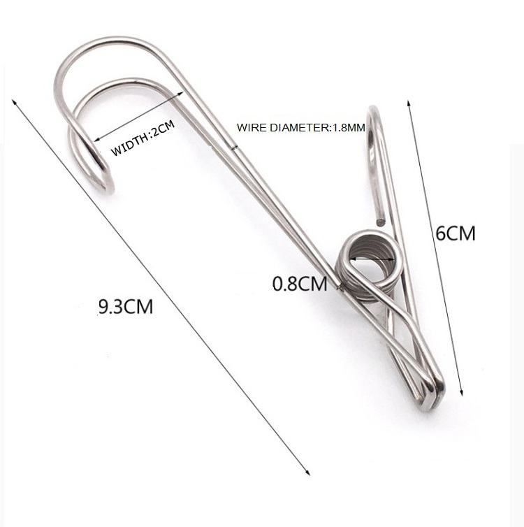 Multipurpose Wind-proof Stainless Steel Lengthened Clothespin Long Wire Clips for Clothes,Shoes,Photos