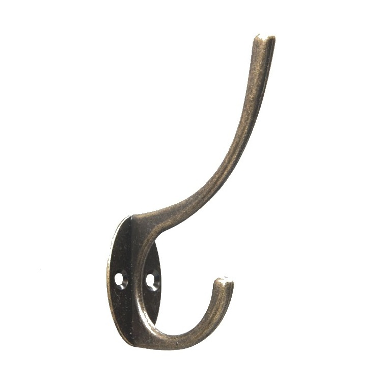 Metal Vintage Bronze Black Double Coat Hook Wall Mounted Metal Wood Robe Hanging Hook for Towel Bag Scarf Hat