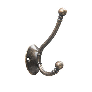 New Vintage Metal Hook Bronze Antique Entryway Zinc Alloy Towel Clothing Wall Double Coat Hook