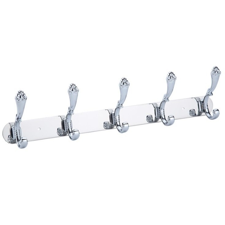 Bathroom Robe Hook 5 Hooks Stainless Steel Hanger Towel Hat Coat Clothes Wall Mounted Hook Hanger