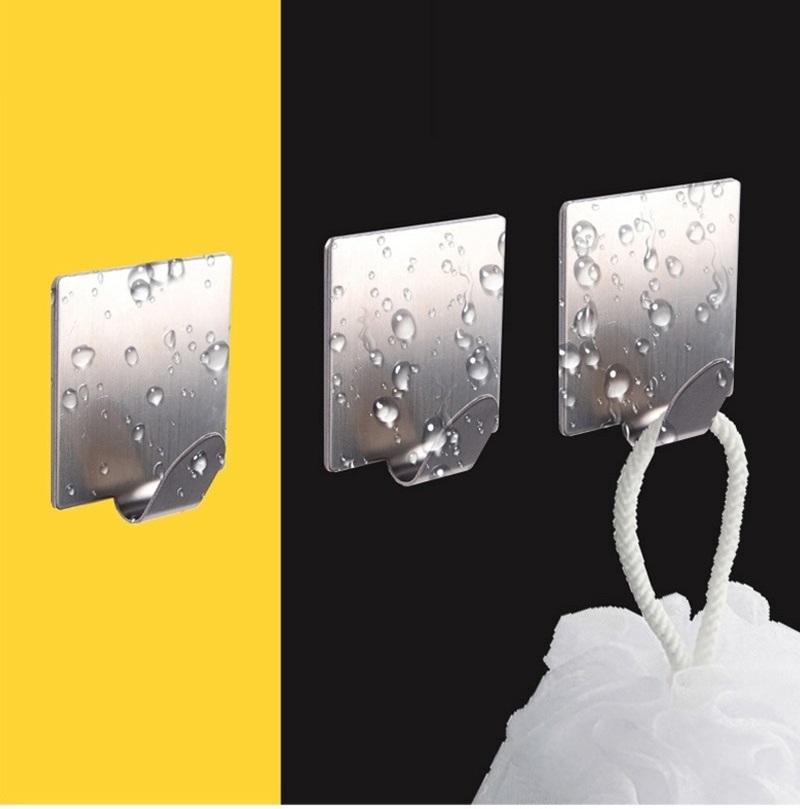 Waterproof Heavy Duty Wall Hooks Bathroom Stainless Steel Towel Hook 3M Self-Adhesive Hook for Keys