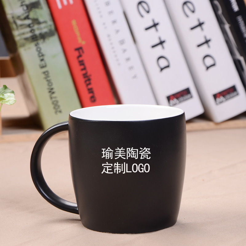 Hot Sale Porcelain Mugs Ceramic Black Coffee Cup Water Cup with Handle Factory Wholesale  8/12/14/16Oz